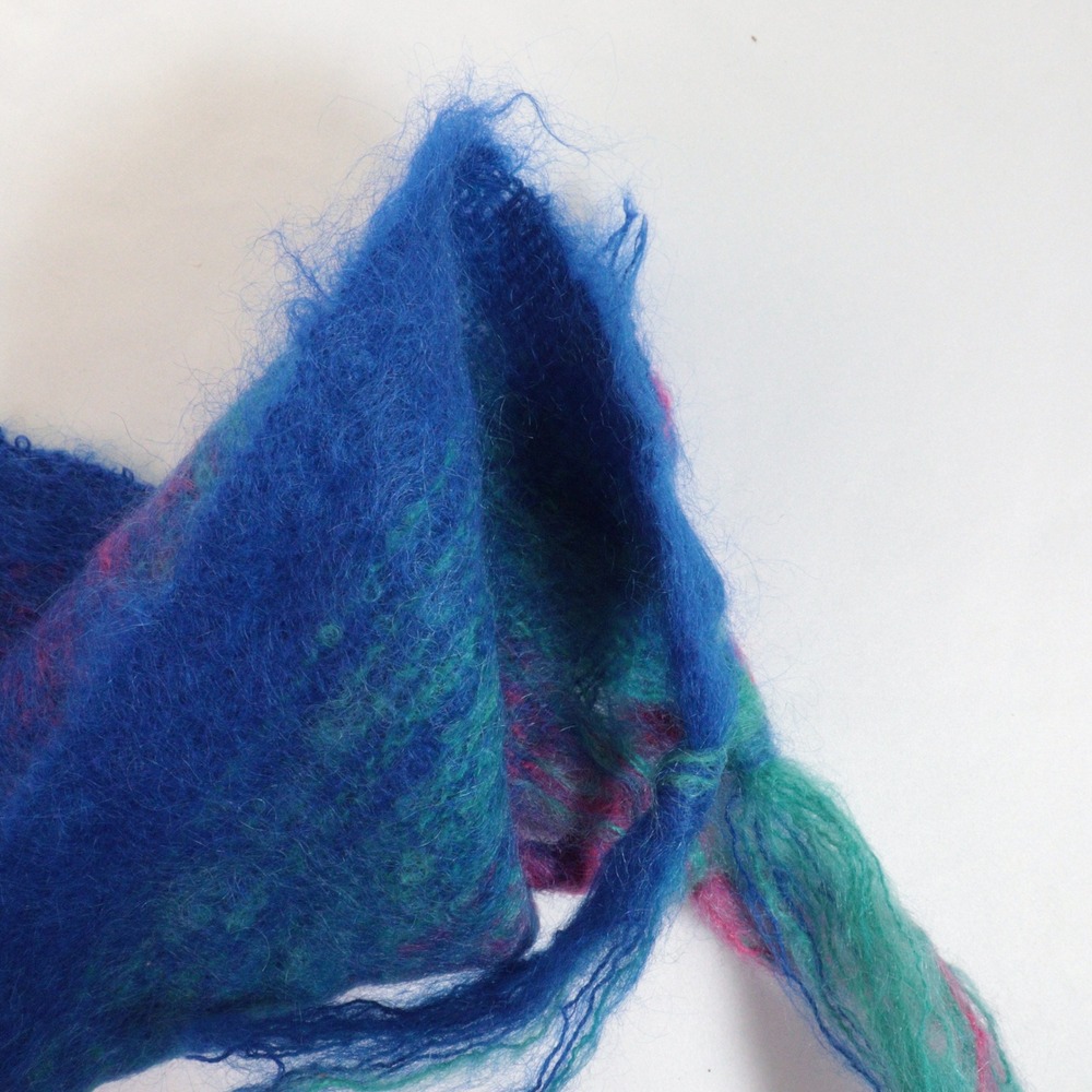 Ashley‎ Scarf Fuzzy Mohair Tassel Blue Mohair Women OS - Picture 8 of 8
